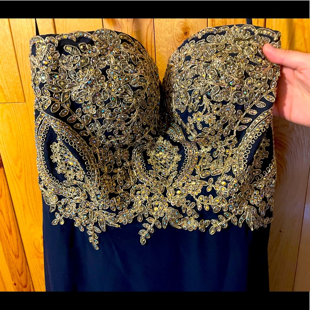 Navy and Gold Formal Dress